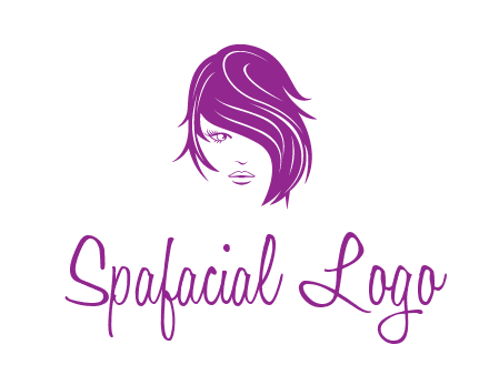 head of woman with short hair across face beauty logo icon