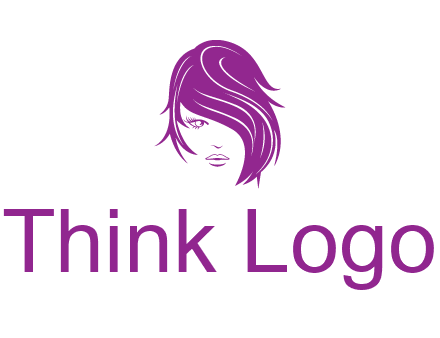 head of woman with short hair across face beauty logo icon