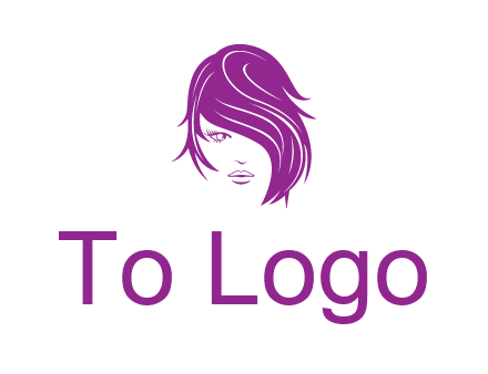 head of woman with short hair across face beauty logo icon