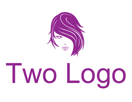 head of woman with short hair across face beauty logo icon