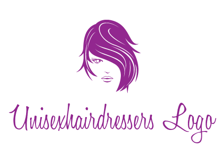 head of woman with short hair across face beauty logo icon