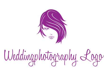 head of woman with short hair across face beauty logo icon