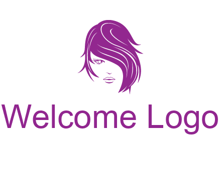 head of woman with short hair across face beauty logo icon