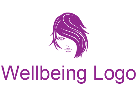 head of woman with short hair across face beauty logo icon