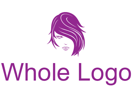 head of woman with short hair across face beauty logo icon