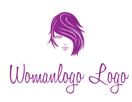 head of woman with short hair across face beauty logo icon