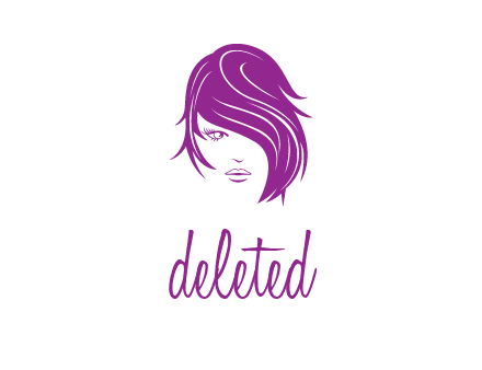 head of woman with short hair across face beauty logo icon