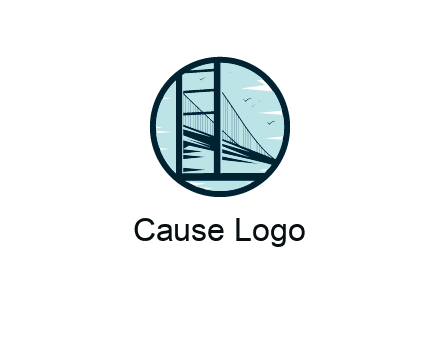cable bridge with birds in circle