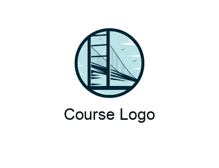 cable bridge with birds in circle