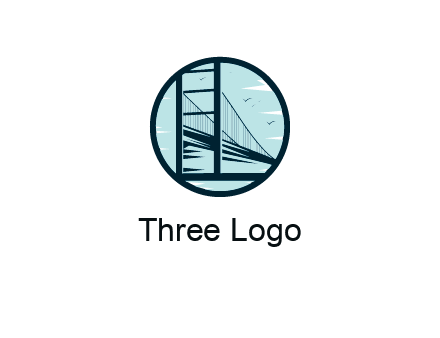 cable bridge with birds in circle