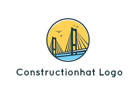 cable bridge with sea and birds in circle