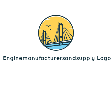 cable bridge with sea and birds in circle