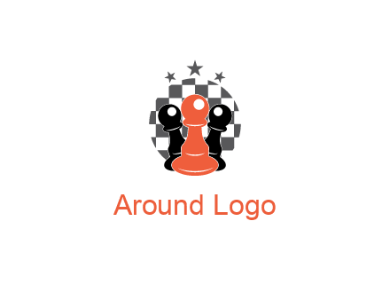 checkered circle with star behind chess pieces