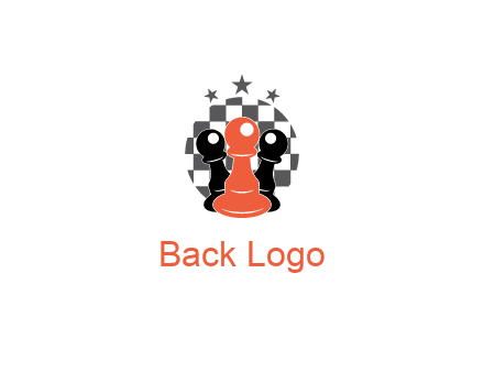 checkered circle with star behind chess pieces