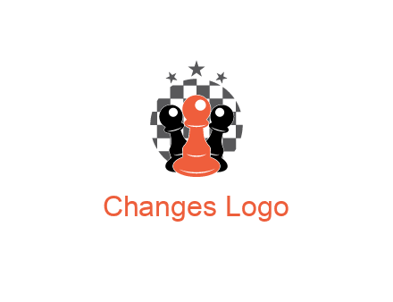 checkered circle with star behind chess pieces