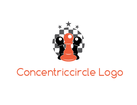 checkered circle with star behind chess pieces