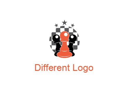 checkered circle with star behind chess pieces