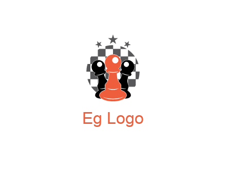 checkered circle with star behind chess pieces