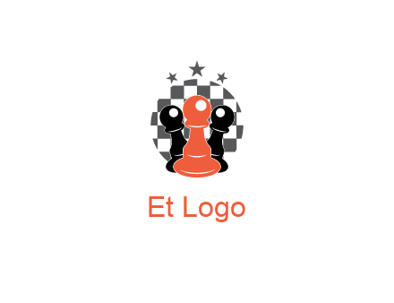 checkered circle with star behind chess pieces