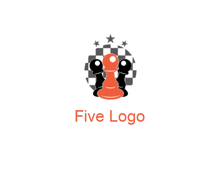 checkered circle with star behind chess pieces