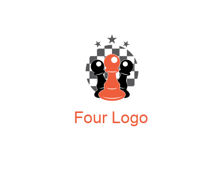 checkered circle with star behind chess pieces