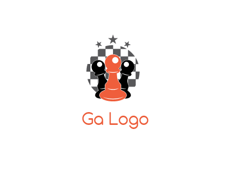 checkered circle with star behind chess pieces
