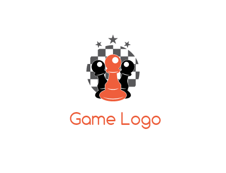 checkered circle with star behind chess pieces
