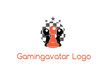 checkered circle with star behind chess pieces