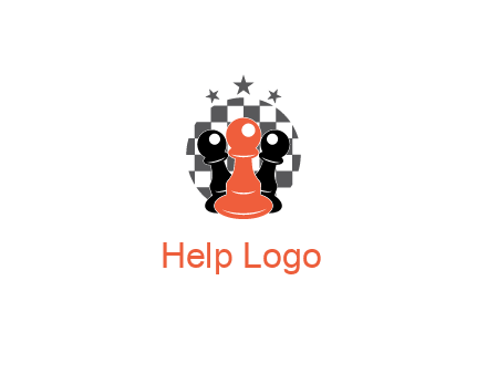 checkered circle with star behind chess pieces