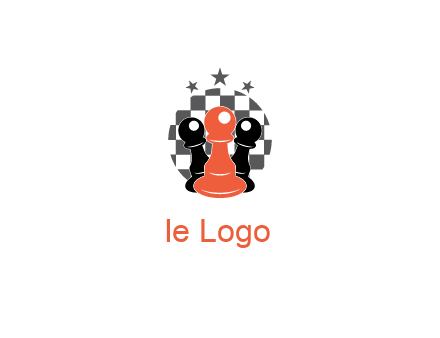 checkered circle with star behind chess pieces