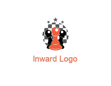 checkered circle with star behind chess pieces