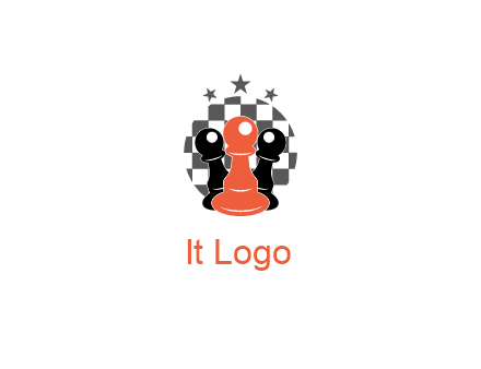 checkered circle with star behind chess pieces