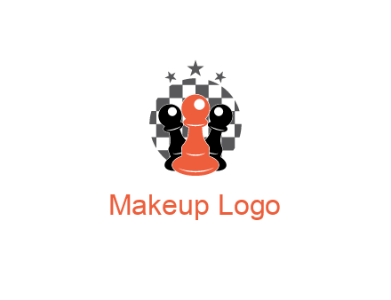 checkered circle with star behind chess pieces