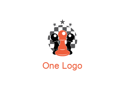 checkered circle with star behind chess pieces
