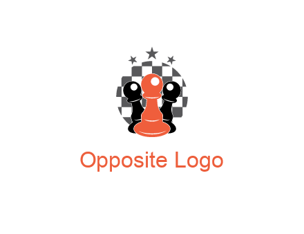 checkered circle with star behind chess pieces
