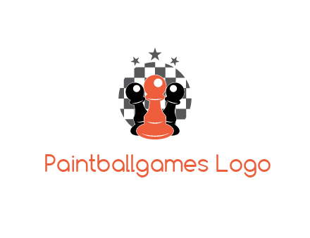 checkered circle with star behind chess pieces