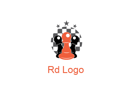 checkered circle with star behind chess pieces