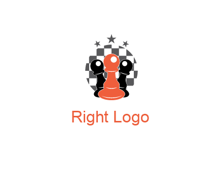 checkered circle with star behind chess pieces