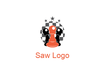 checkered circle with star behind chess pieces