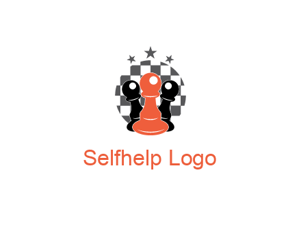 checkered circle with star behind chess pieces