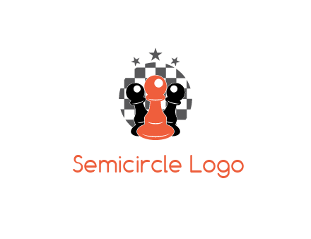 checkered circle with star behind chess pieces