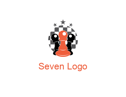 checkered circle with star behind chess pieces