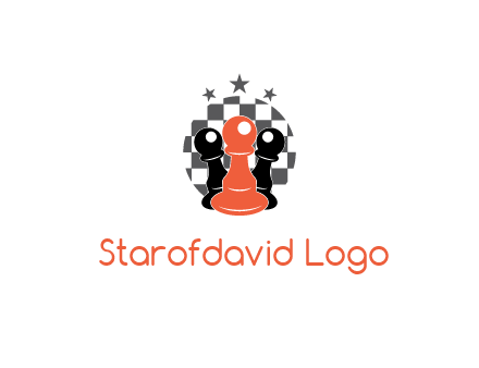 checkered circle with star behind chess pieces
