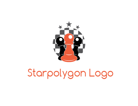 checkered circle with star behind chess pieces