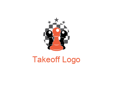 checkered circle with star behind chess pieces