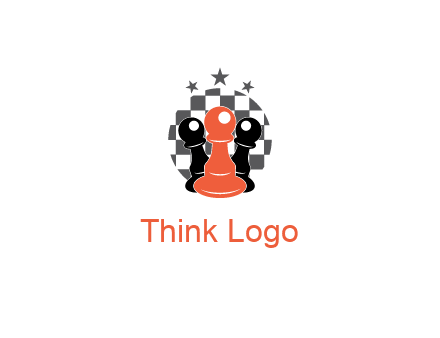 checkered circle with star behind chess pieces