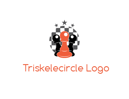 checkered circle with star behind chess pieces