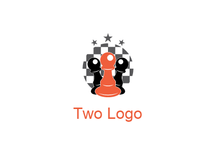 checkered circle with star behind chess pieces