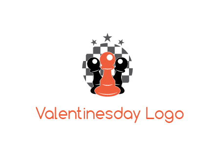checkered circle with star behind chess pieces