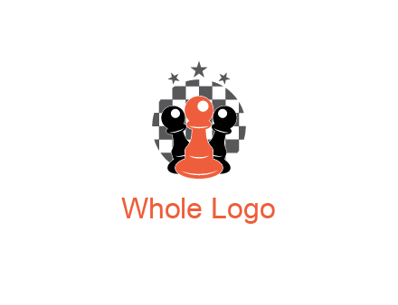 checkered circle with star behind chess pieces